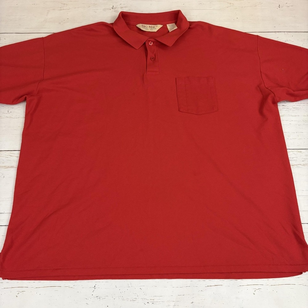 Big Mac Polo Shirt Mens 3XLT Big & Tall Red Workwear Pocket Short Sleeve USA